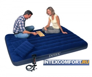 Надувной матрас Intex 68765 (ручной насос + 2 подушки)